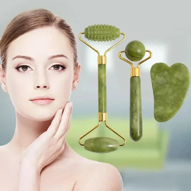 Jade Roller Gua Sha - Doğal Yeşim Rulo Yüz Gua Sha,