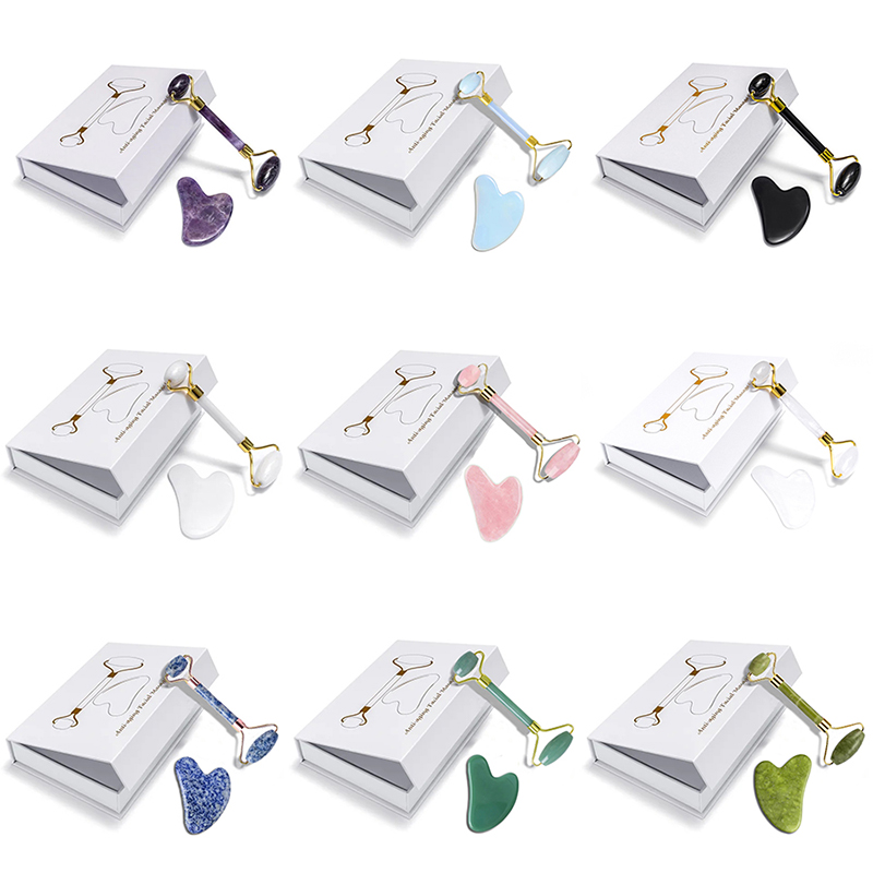 Jade Roller Gua Sha - Gül Kuvars Doğal Yeşim Rulo Masaj