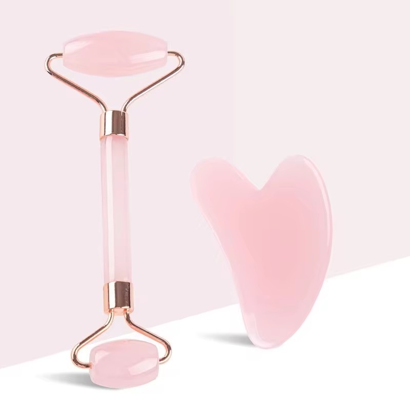 Jade Roller Gua Sha - 2 Parçalı Yüz Silindiri Seti, Cildi