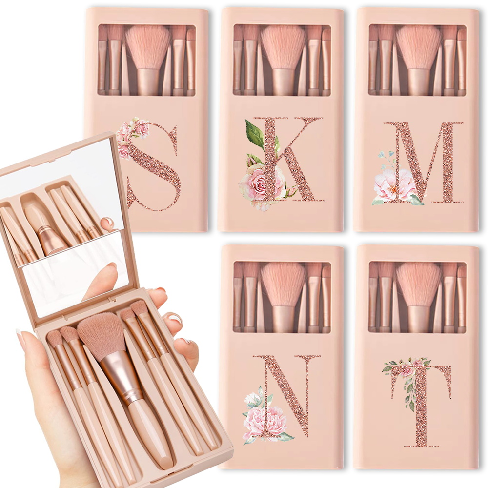 Beauty Makeup Background - 5 adet Kozmetik Fırça Seti Ayna