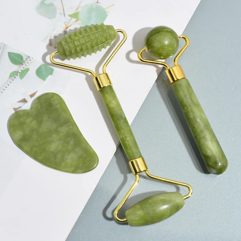 Jade Roller Gua Sha - Doğal Yeşim Rulo Yüz Gua Sha