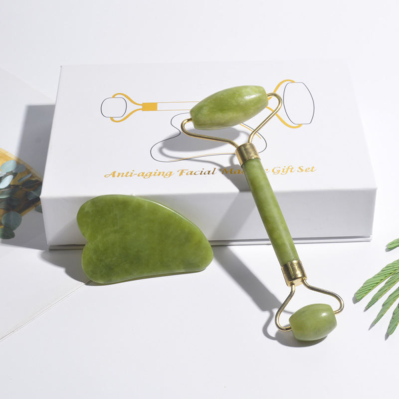 Jade Roller Gua Sha - Doğal Yeşim Rulo Yüz Gua Sha