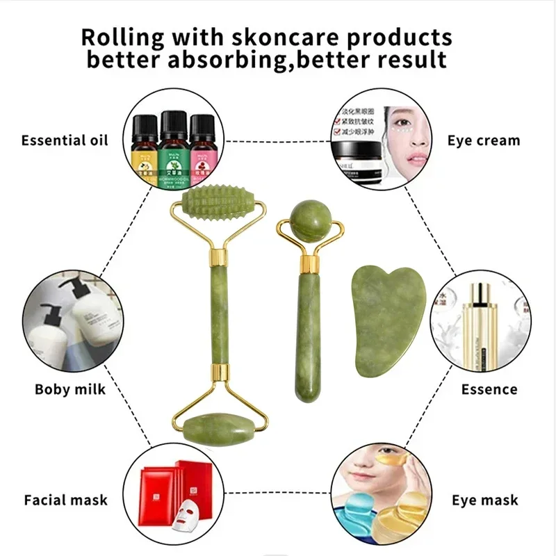 Doğal Yeşim Rulo Yüz Gua Sha,  - Jade Roller Gua Sha incelemesi ve fiyatı